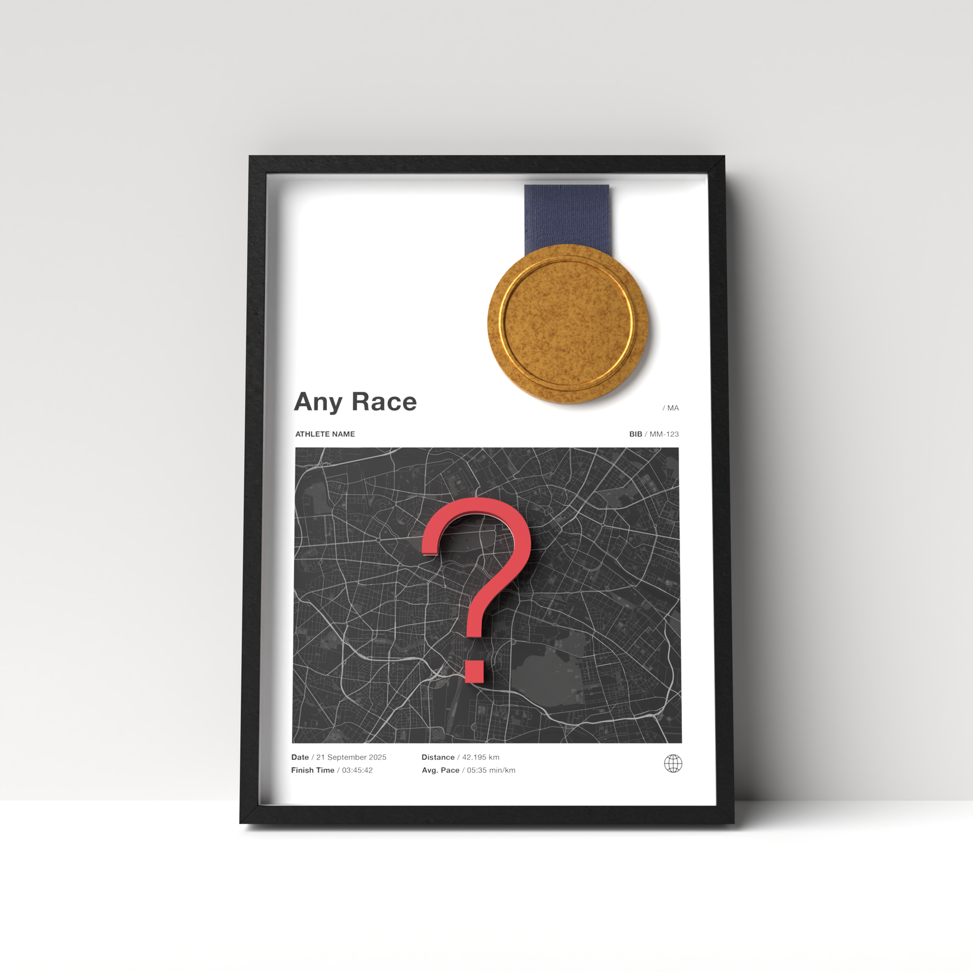 Any Race – Light Edition – 3D Race Frame (including medal holder)