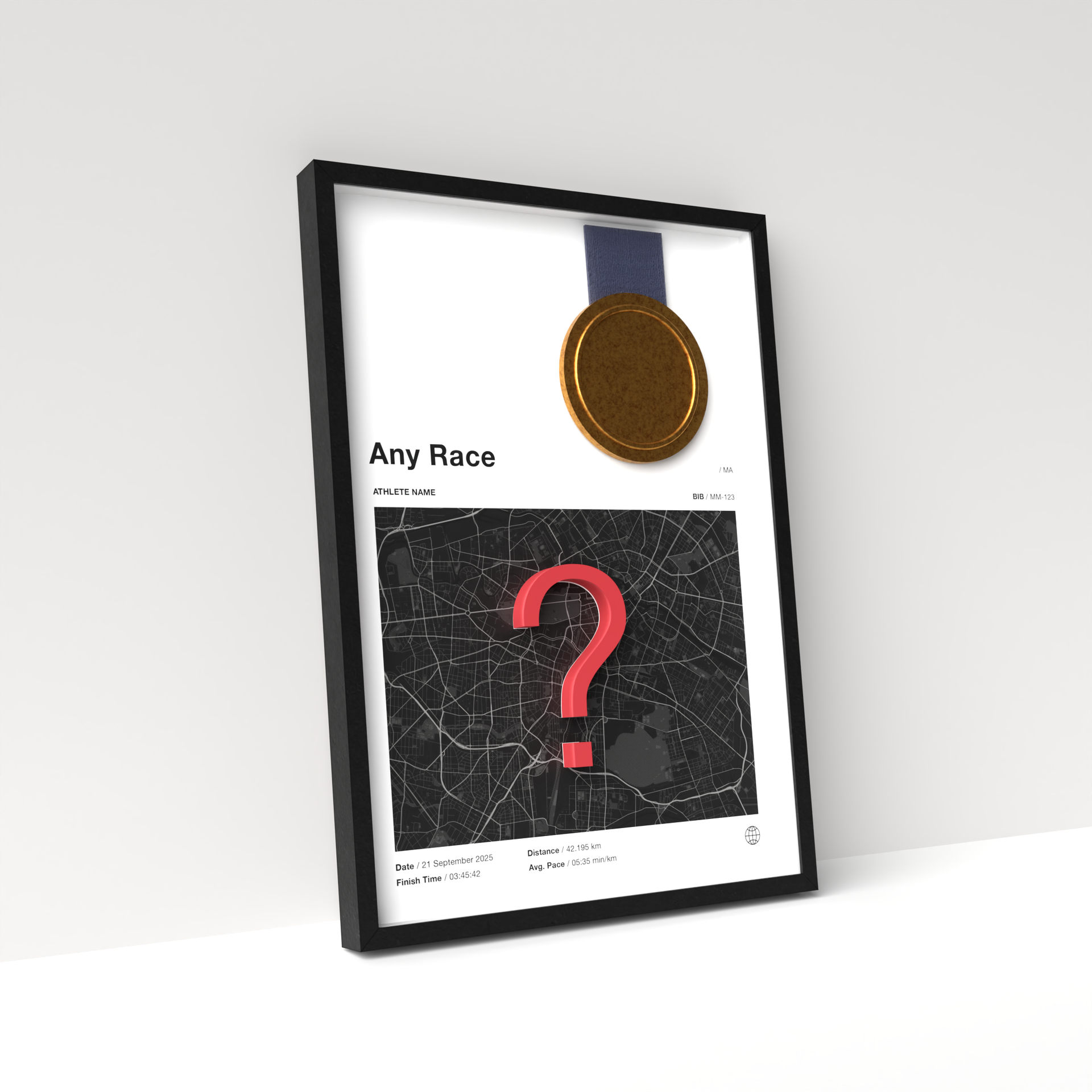 Any Race – Light Edition – 3D Race Frame (including medal holder)
