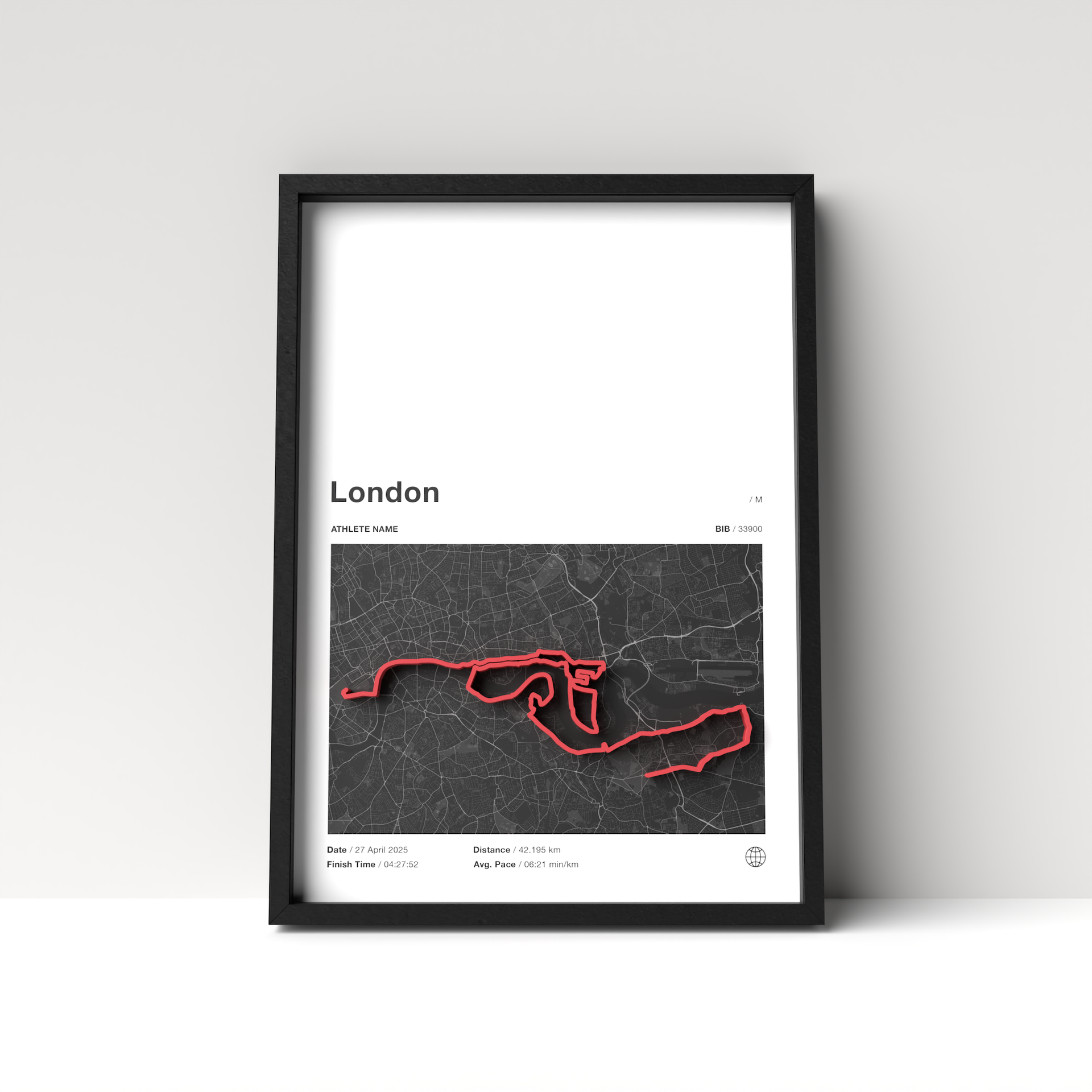 London Marathon – A4 White Edition – 3D Race Frame (including medal holder)