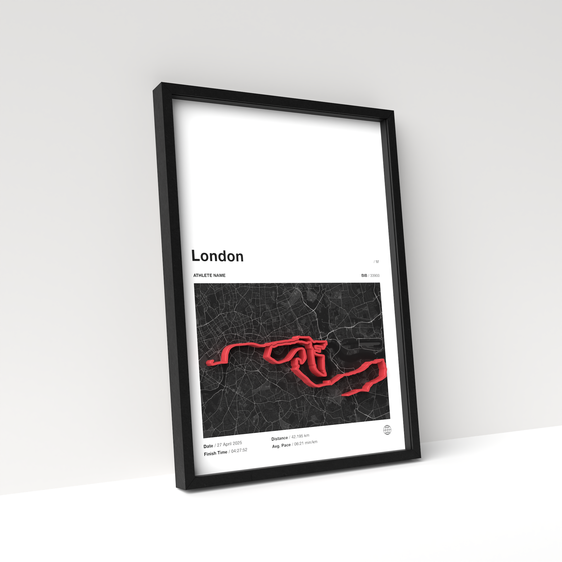 London Marathon – A4 White Edition – 3D Race Frame (including medal holder)