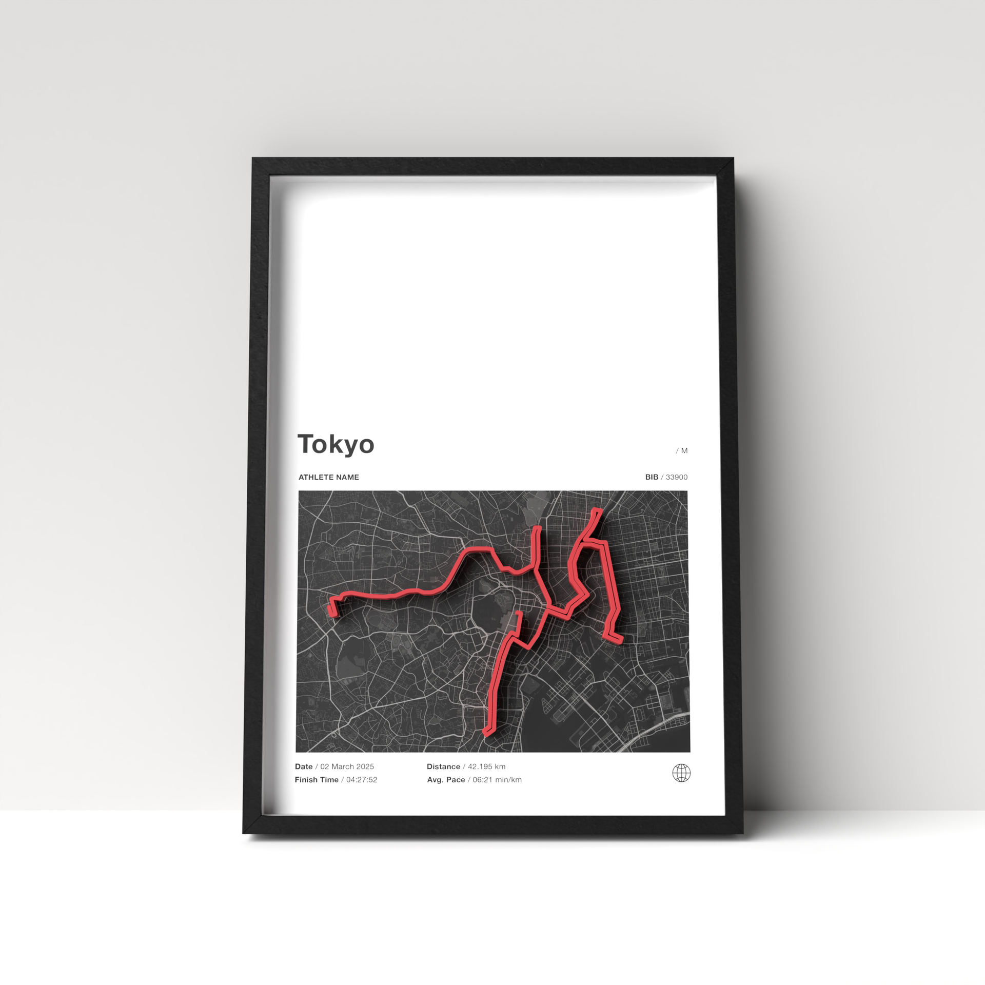 Tokyo Marathon – A4 White Edition – 3D Race Frame (including medal holder)