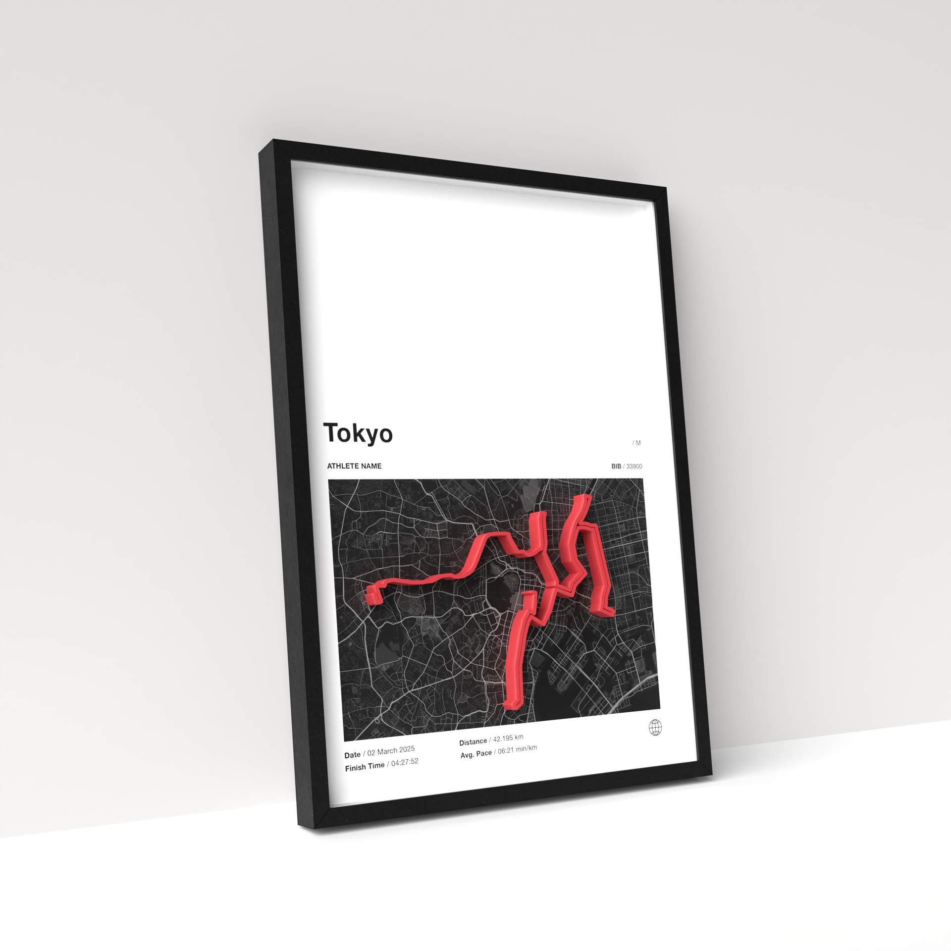 Tokyo Marathon – A4 White Edition – 3D Race Frame (including medal holder)