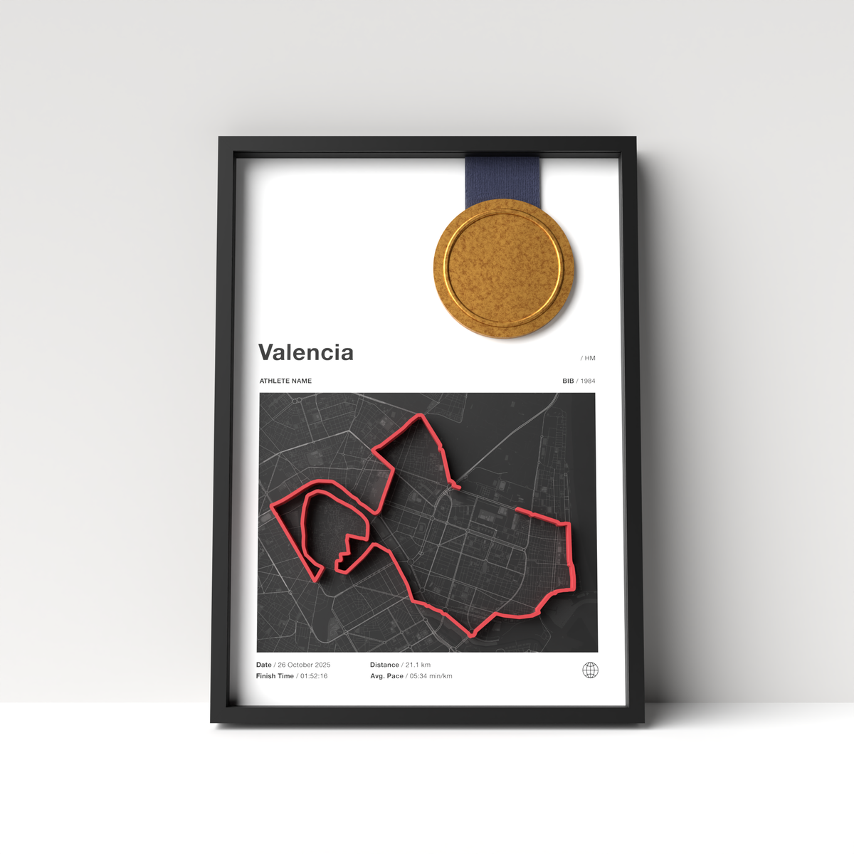 Valencia Half Marathon – A4 Light Edition – 3D Race Frame